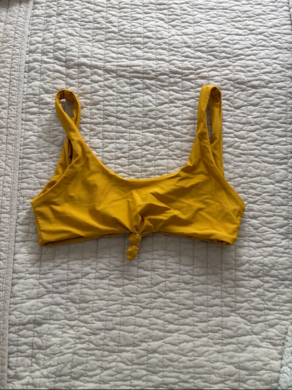 Mustard Yellow Knot-Front Bathing Suit Bikini Top Swim Swimwear